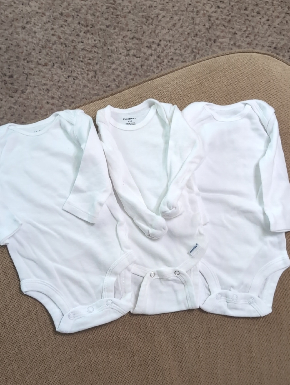 Carter's White Long-Sleeve Baby Bodysuits Trio